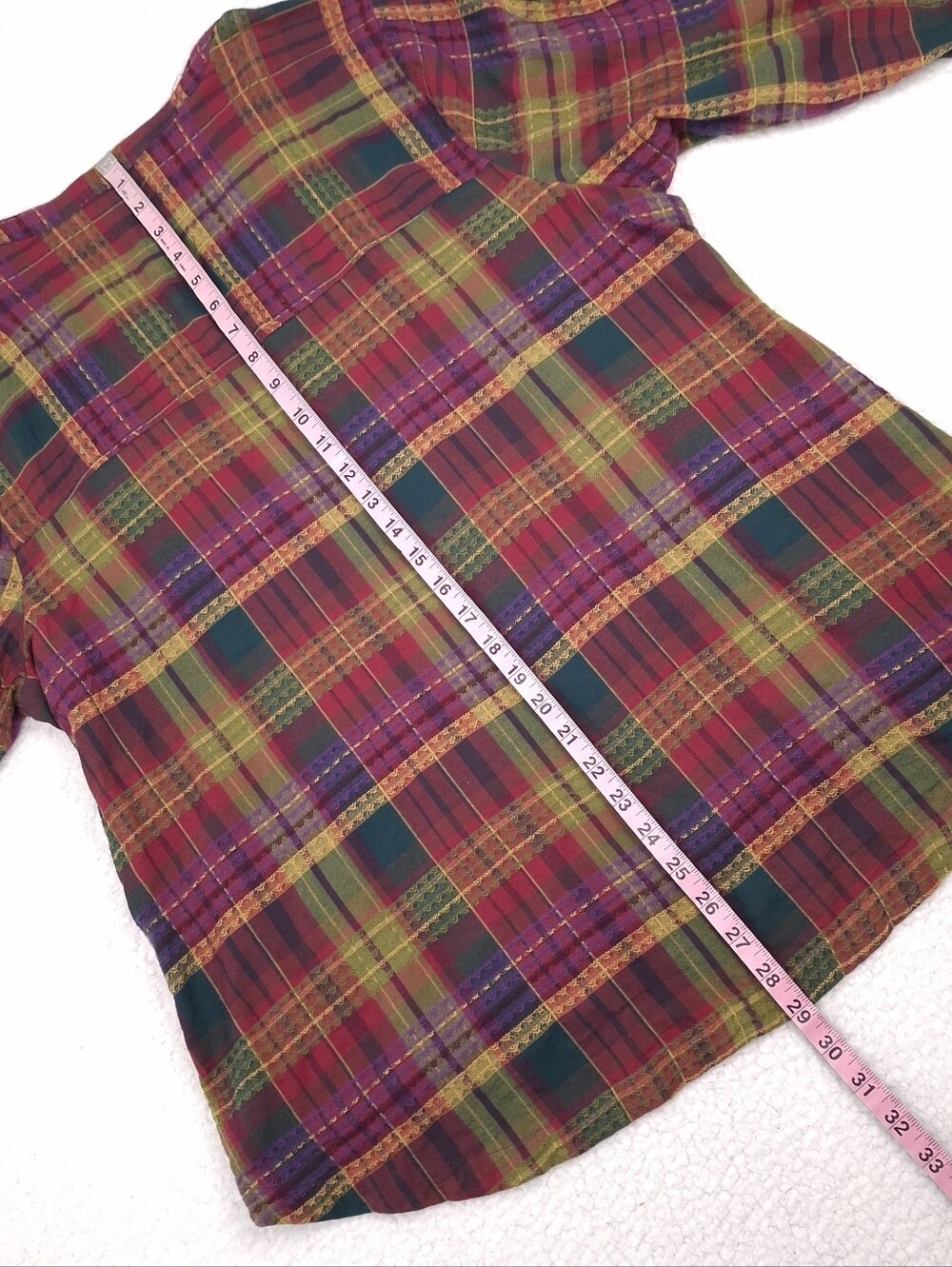 Habitat plaid button up shirt long sleeve Lagenlook artsy boho fall relaxed fit - Picture 7 of 11